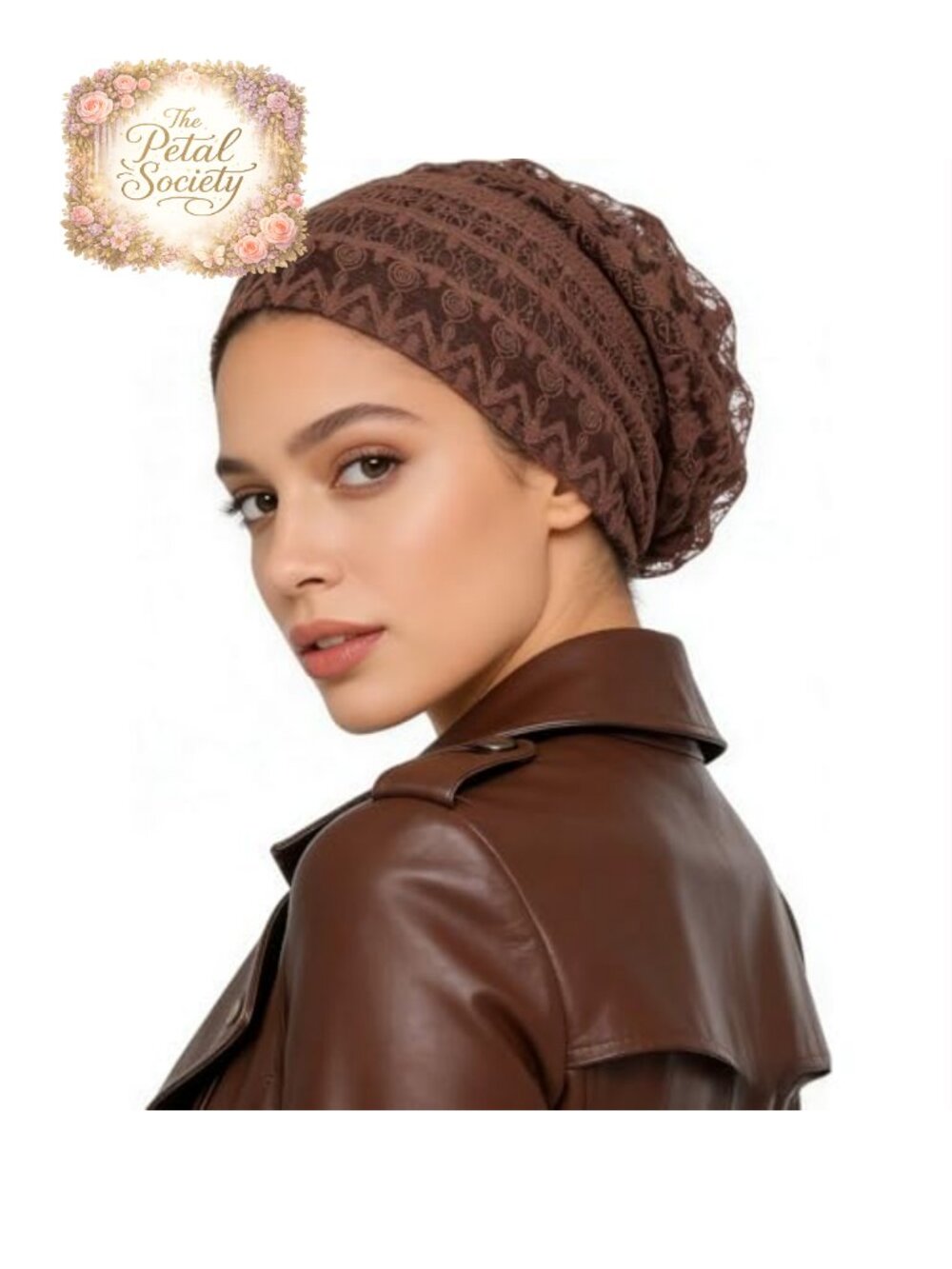 Slouchy Beanie Hat with Rhinestones and Embroidery